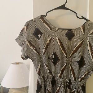 Open back block print dress
